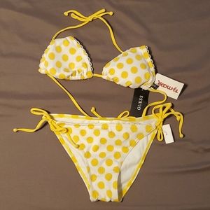 Yellow polka-dot string bikini